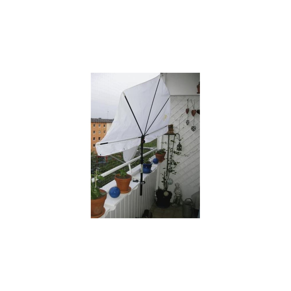 HOLLY STABIELO Fan umbrella white with parapet bracket and sun protection UV 50