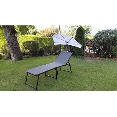 HOLLY-STABIELO Exclusive grey lounger set with lounger, white fan umbrella and Duo-GVC universal holder