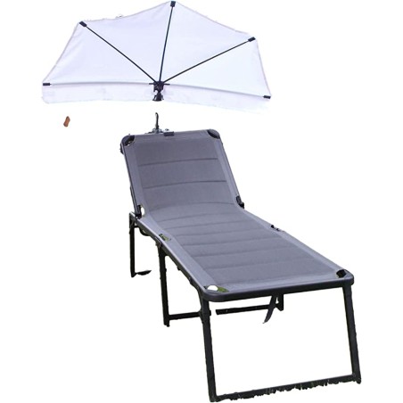 HOLLY-STABIELO Exclusive grey lounger set with lounger, white fan umbrella and Duo-GVC universal holder