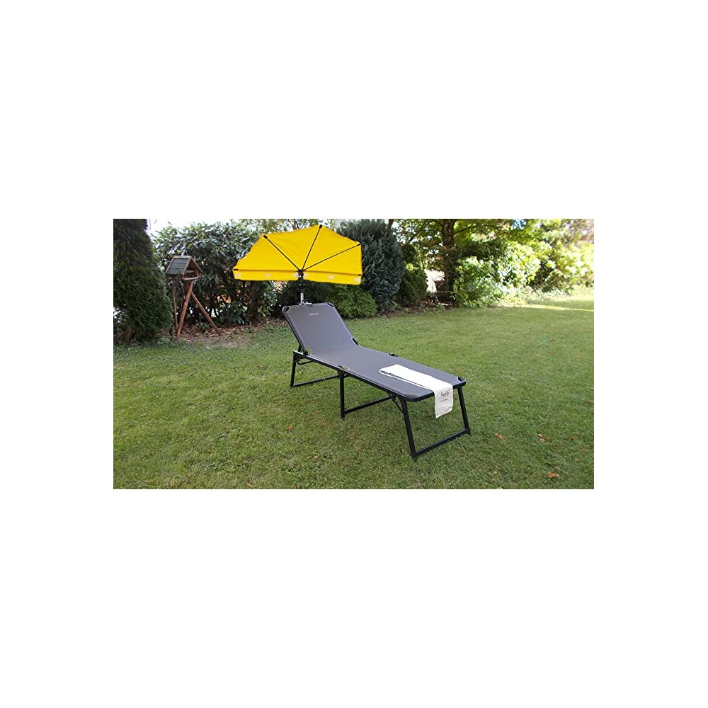 HOLLY-STABIELO Exclusive grey lounger set with lounger, yellow fan umbrella and Duo-GVC universal holder