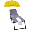 HOLLY-STABIELO Exklusiv-Liegen-Set grau mit Liege, Fächerschirm gelb und Duo-GVC Universalhalter